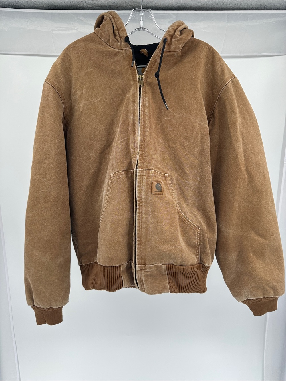 Carhartt Brown Hooded Canvas Jacket with Zip Front